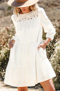 Whitley Floral Lace Patchwork Tiered Mini Dress
