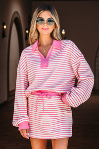 Juniper Stripe Collared Pullover and Skort Outfit