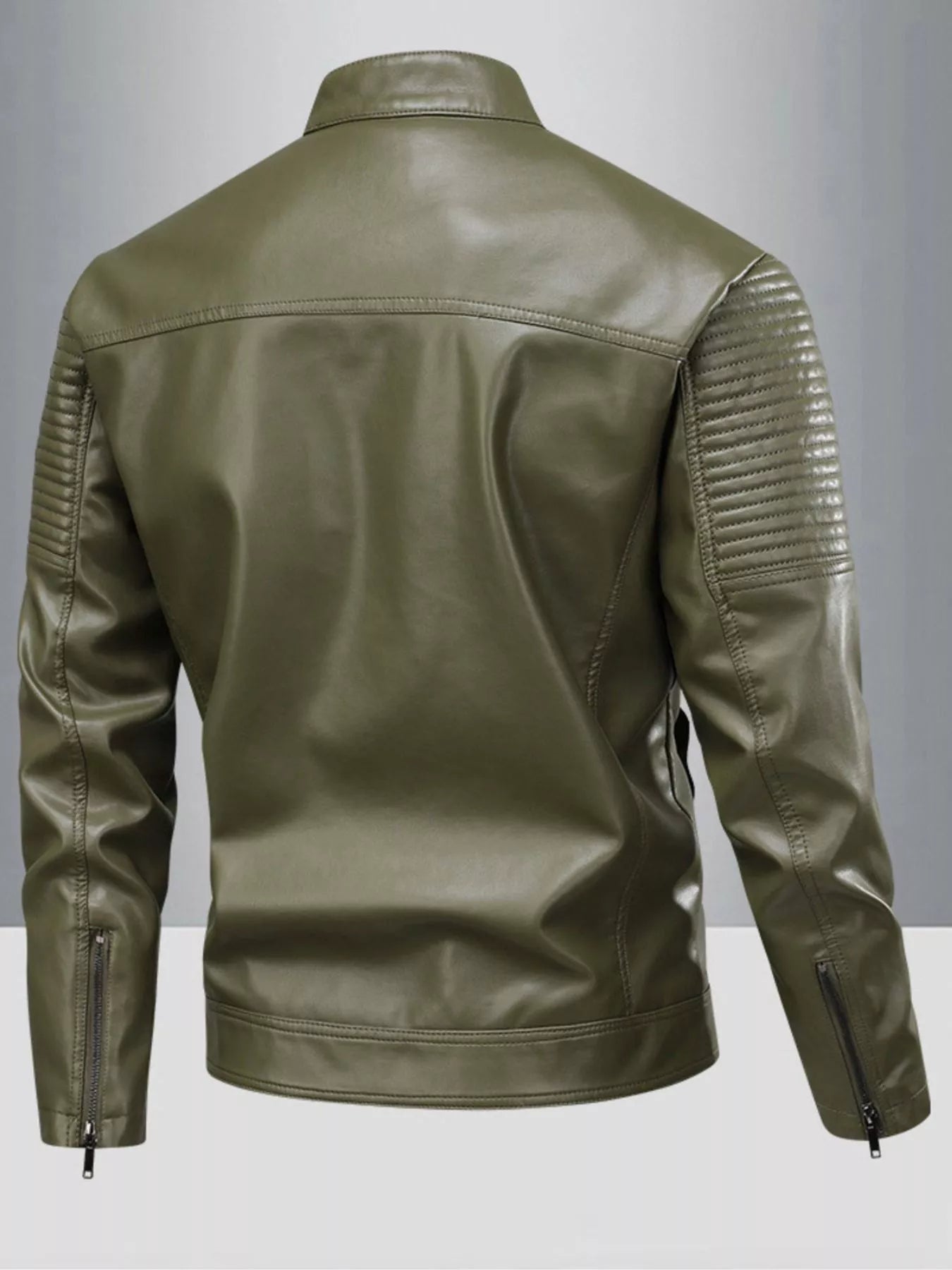 Men's Full Size Zip Up Leather Motorcycle Jacket Plus Size