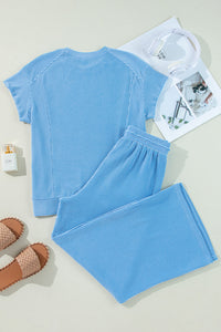 Leilany Corded Knit Short Sleeve Set