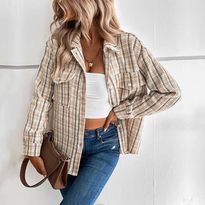 Design Vintage Plaid Shacket: KHAKI