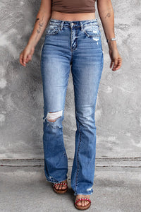 Angelina Distressed Flare Jeans