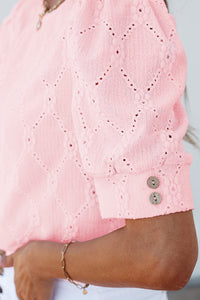 Scarlet Flower Textured Short Sleeve Top.