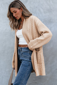 Jade Oversize Chunky Cable Knit Midi-length Cardigan