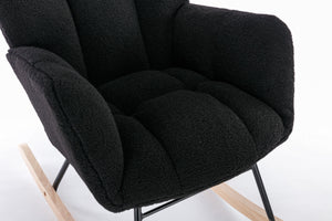 050-Teddy Fabric Rocking Gilder Nursery Chair For Living Room Indoor,Black