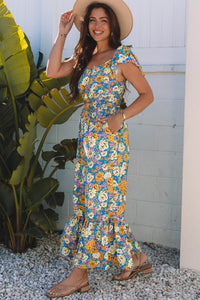 Amayah Allover Shirred Cut Out High Waist Jumpsuit