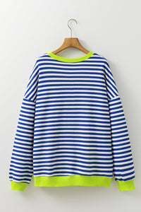 Elliana Stripe Crossed Stitch Drop Shoulder Sweatshirt