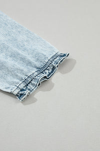 Zaylee Acid Wash Retro Half Sleeve Flared Denim Dress