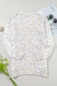 Ailany Confetti Rib Knit Long Sleeve Cardigan