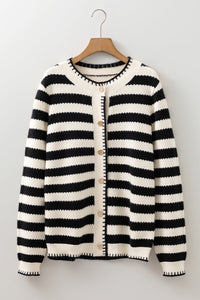 Rylee Stripe Button Cardigan Sweater