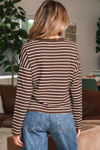 Ember Stripe Ribbed Cropped Crew Neck Top