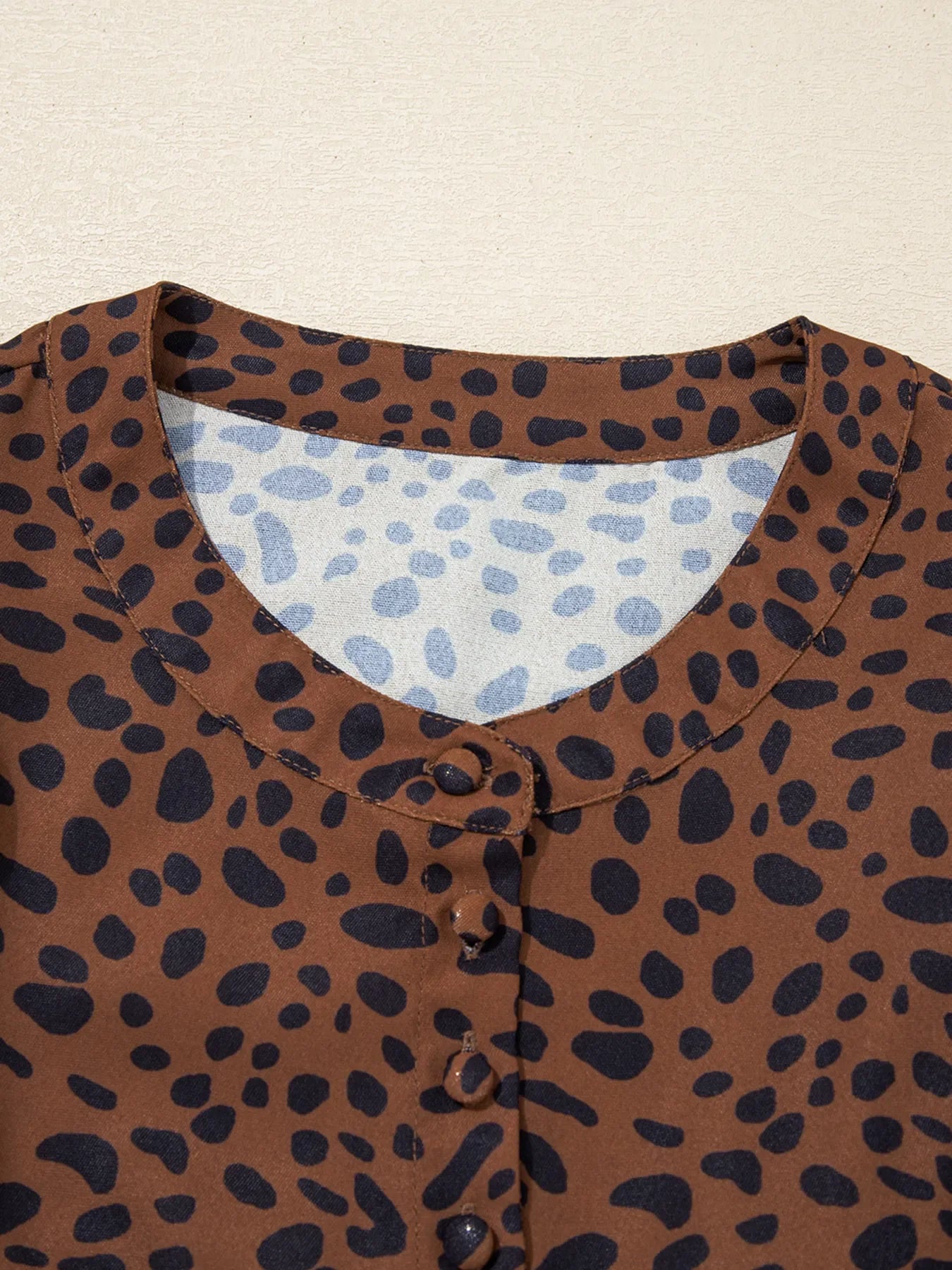 Leopard Print Ruffled Puff Sleeve Blouse