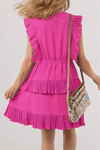 Zoe Pleated Layered Flutter Mini Dress