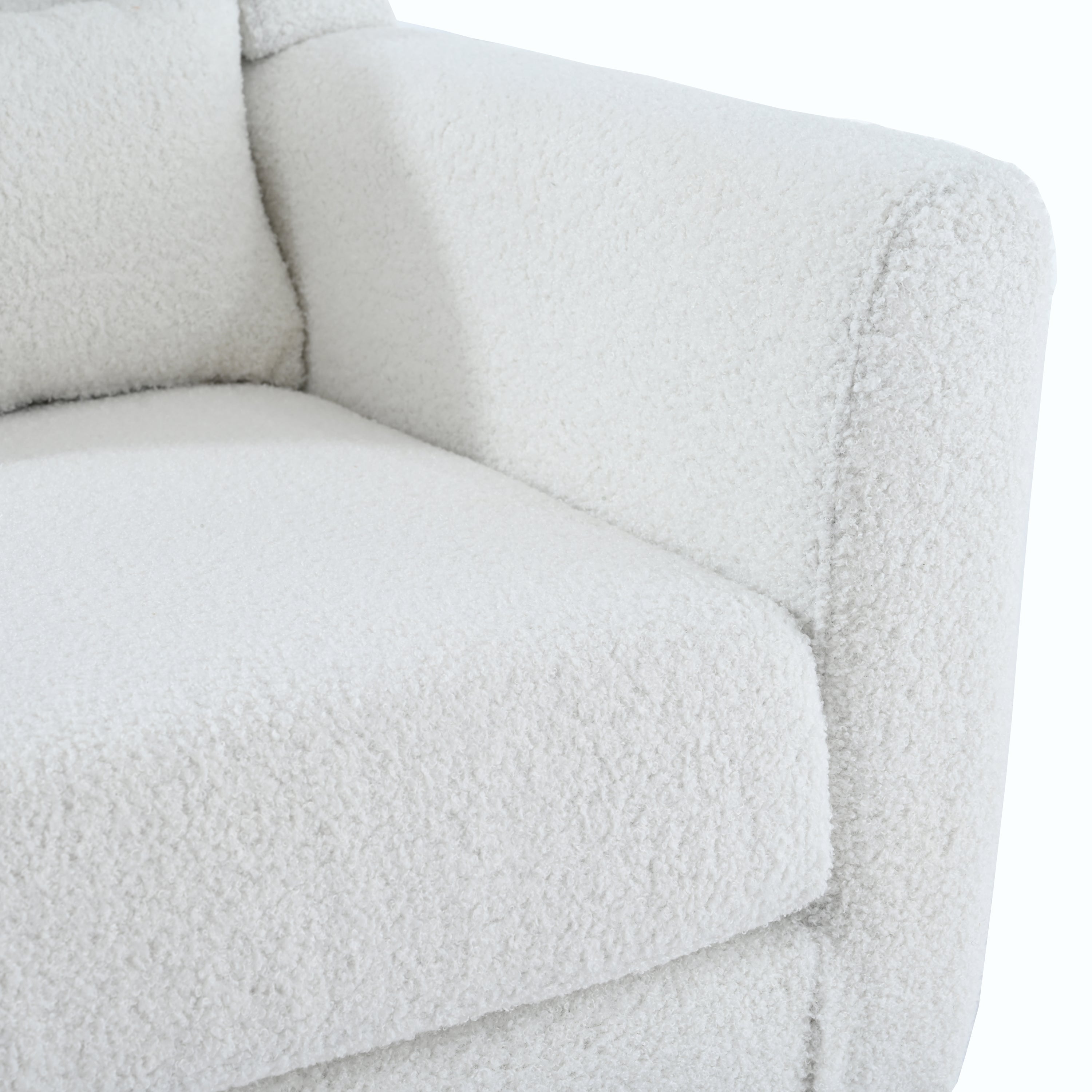 Modern Accent Chair,Teddy Fabric Living Room Chairs Comfy Reading Chair,Mid Century Accent Chair, Lounge Arm Chairs Armchair for Living Room Bedroom (White)