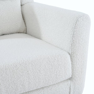 Modern Accent Chair,Teddy Fabric Living Room Chairs Comfy Reading Chair,Mid Century Accent Chair, Lounge Arm Chairs Armchair for Living Room Bedroom (White)
