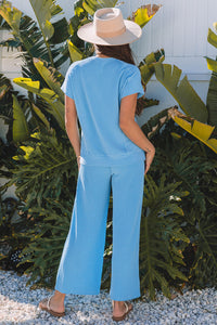 Leilany Corded Knit Short Sleeve Set