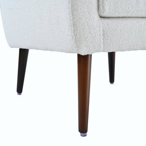 Modern Accent Chair,Teddy Fabric Living Room Chairs Comfy Reading Chair,Mid Century Accent Chair, Lounge Arm Chairs Armchair for Living Room Bedroom (White)