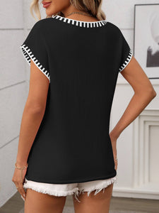 V-Neck Sleeveless Solid Knit Pullover: Black 65%Polyester+30%Viscose+5%Elastane