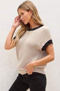 Inaya Beige Batwing Sleeve Sweater Top