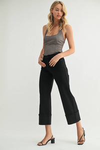JBD Black- Petite Cuffed Slim Wide
