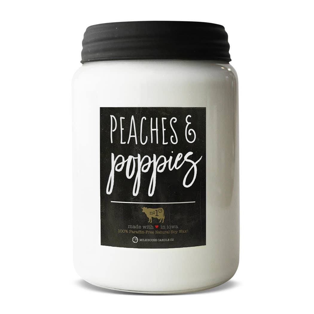 26 oz Farmhouse Jar Candle: Peaches & Poppies