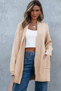 Jade Oversize Chunky Cable Knit Midi-length Cardigan