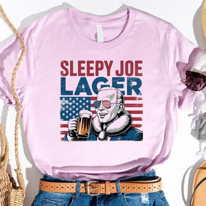 Sleepy Joe Lager 4th of July Shirt – Funny Biden Beer Tee for Independence Day