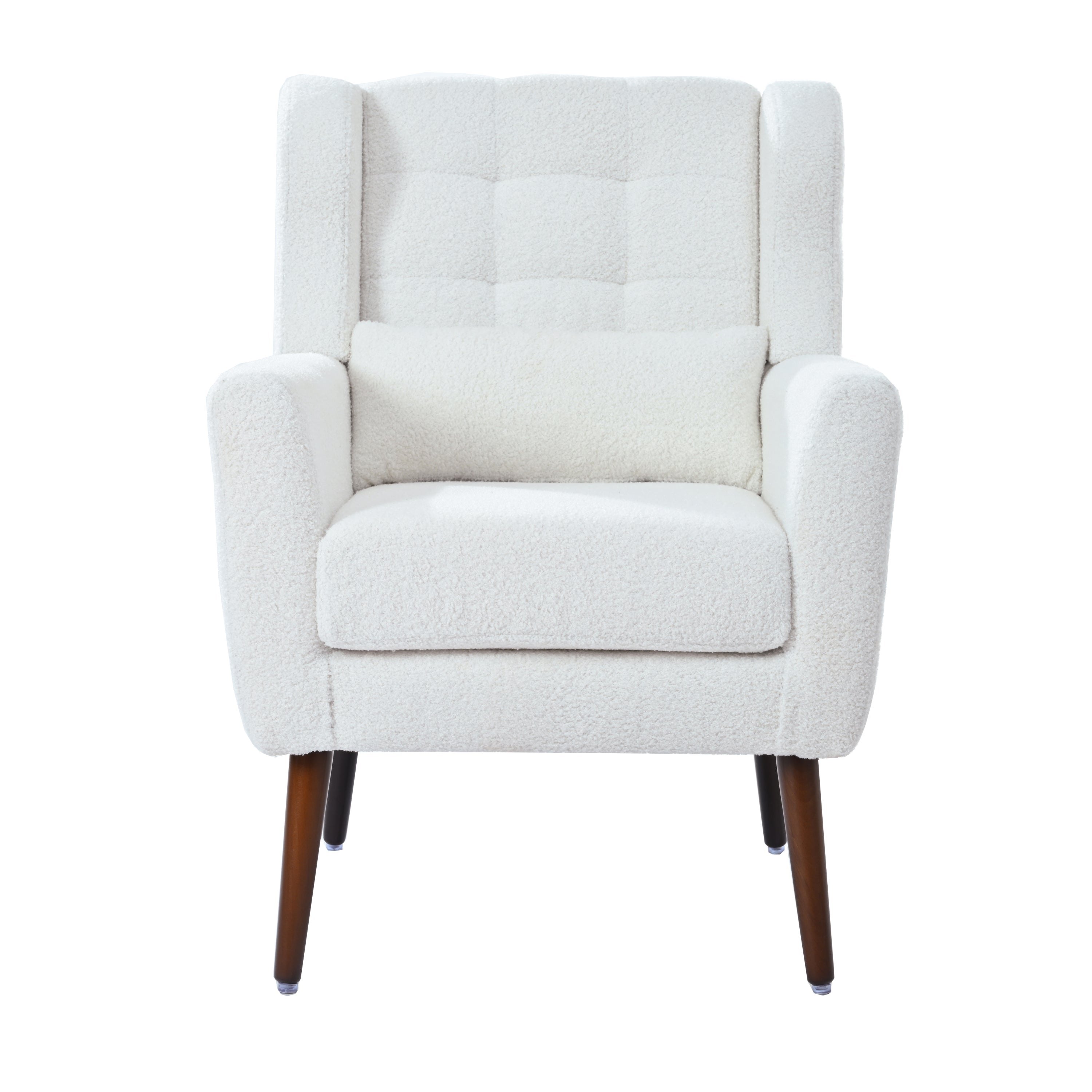 Modern Accent Chair,Teddy Fabric Living Room Chairs Comfy Reading Chair,Mid Century Accent Chair, Lounge Arm Chairs Armchair for Living Room Bedroom (White)