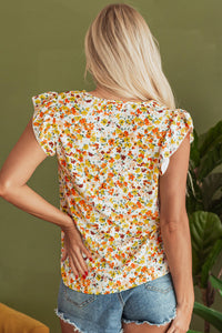 Mikayla Floral Ruffled Sleeveless Tank Top