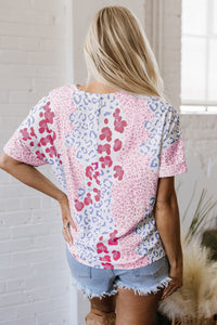 Luisa Leopard V Neck Short Sleeve Blouse