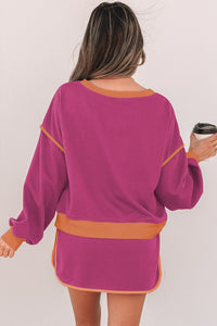 Violeta Loose Pullover and Lace-up Waist Skort Set