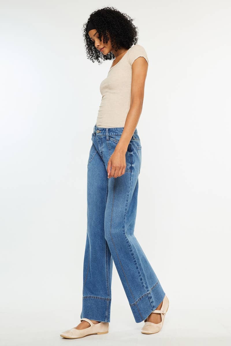 Kan Can USA - MID RISE WIDE LEG JEANS-KC70100MD