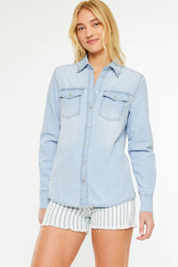 KanCan button down denim shirt LIGHT