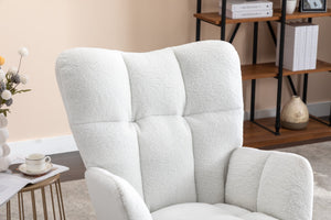 050-Teddy Fabric Rocking Gilder Nursery Chair For Living Room Indoor,Ivory