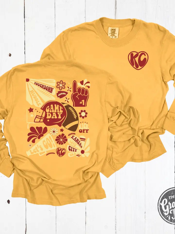 FINAL SALE - KC Groovy Mustard Comfort Colors Long Sleeve Tee