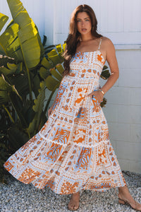 Zora Ricrac Trim Spaghetti Straps Maxi Dress