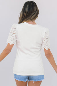 Kora Eyelet Pattern Short Sleeve Top