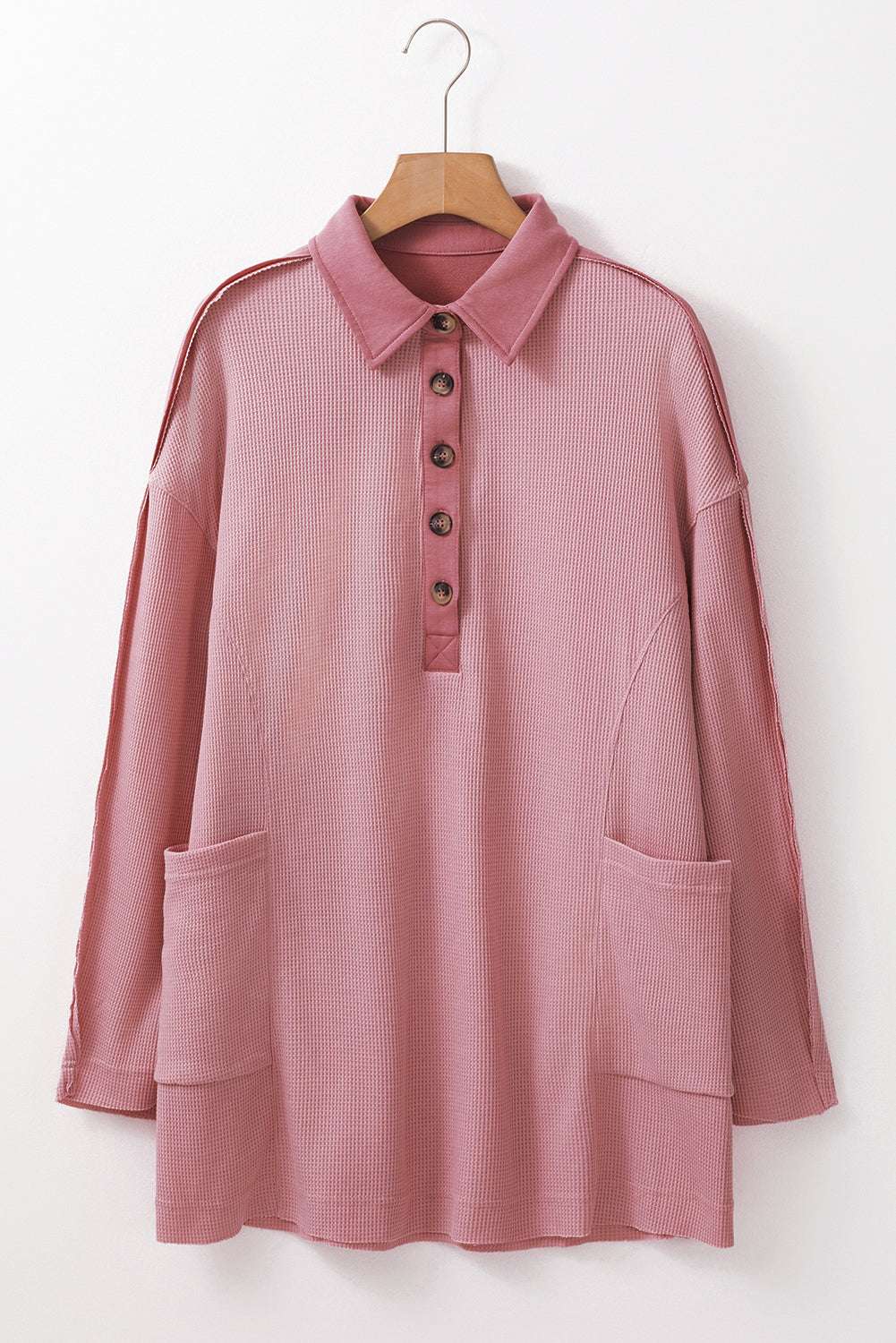 Arianna Waffle  Half Button Top.