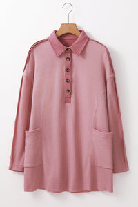 Arianna Waffle  Half Button Top.