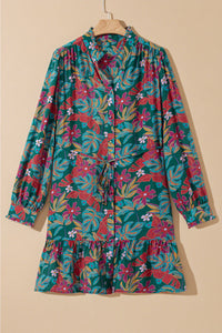 Maria Floral V Neck Puff Sleeve Dress