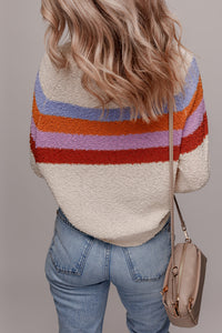 Ayla Striped Color Block Loose Sleeve Chic Sweater