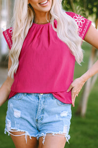 Murphy Floral Embroidered Sleeve Blouse