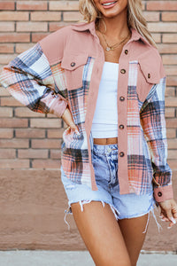 Nancy Plaid Corduroy Patchwork Shacket