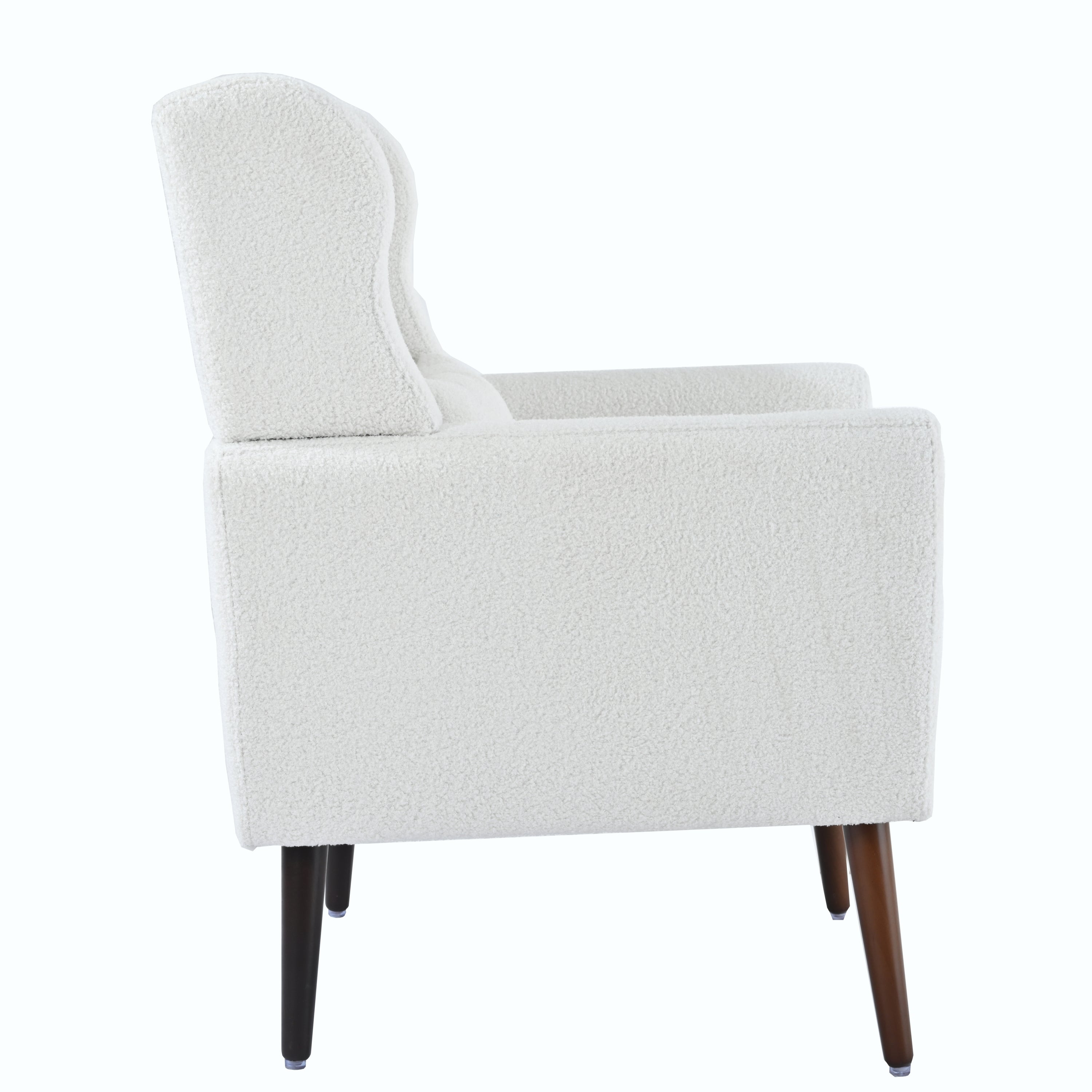Modern Accent Chair,Teddy Fabric Living Room Chairs Comfy Reading Chair,Mid Century Accent Chair, Lounge Arm Chairs Armchair for Living Room Bedroom (White)