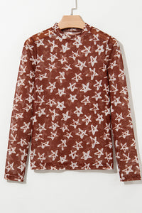 Alexandra Mesh Star Sheath Long Sleeve Top