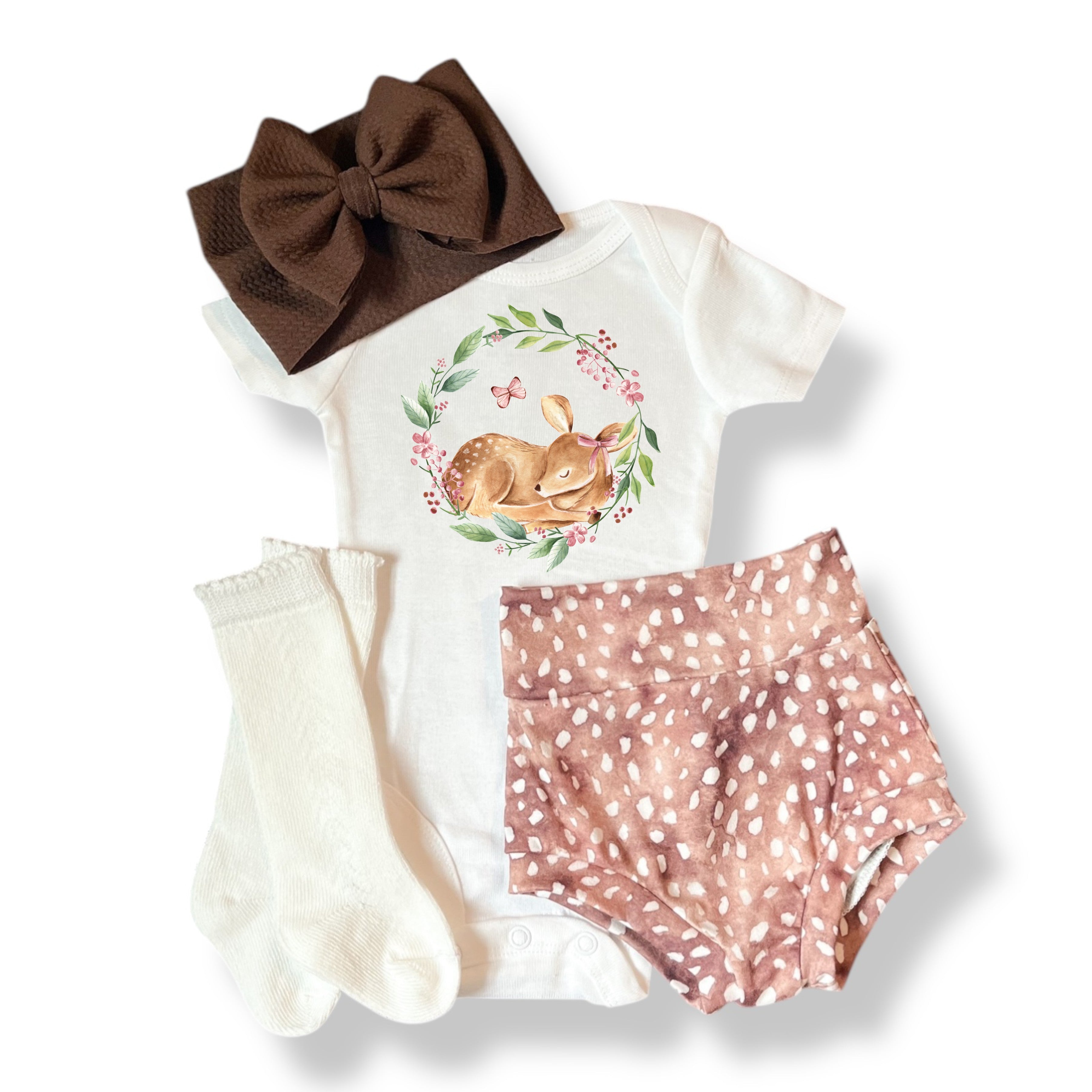 Deer Baby Girl Bummies Outfit