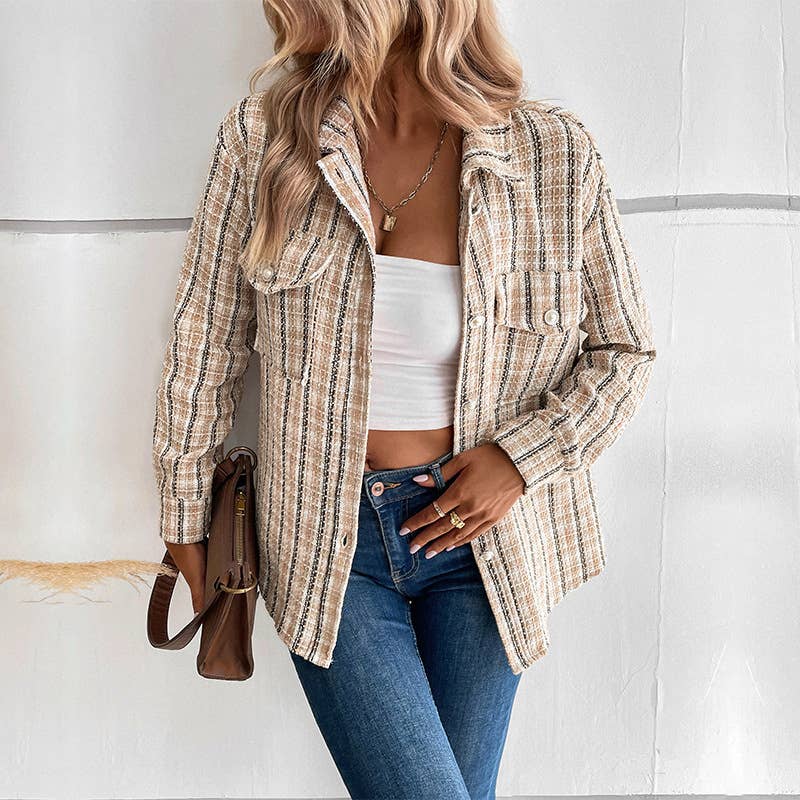 Design Vintage Plaid Shacket: KHAKI
