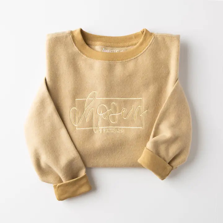 FiNAL SALE-Embroidered Chosen Fuzzy Sweatshirt