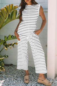 Avery Stripe Casual Wide Leg 2pcs