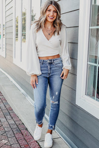 Macie Distressed Frayed Ankle Skinny Jeans